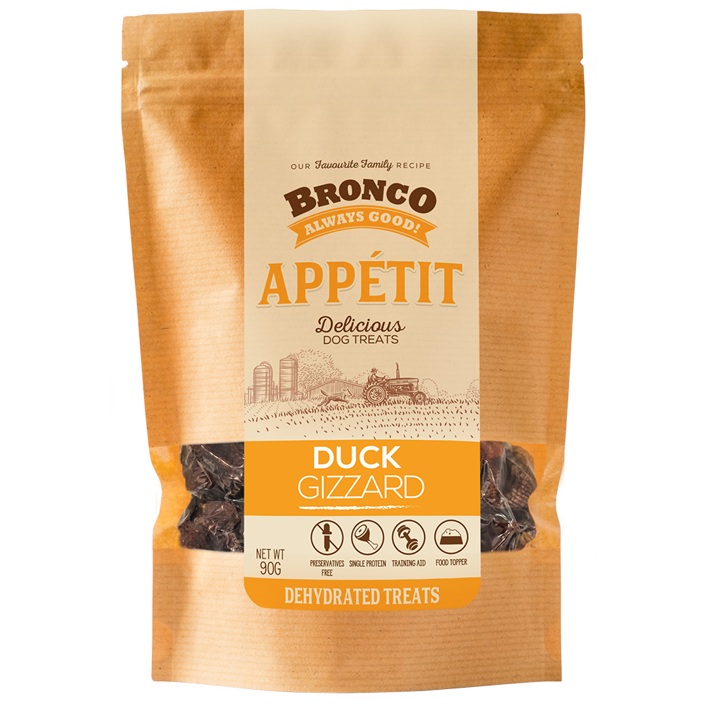 Bronco Dog Appetit Dehydrated Treats Duck Gizzard 90g