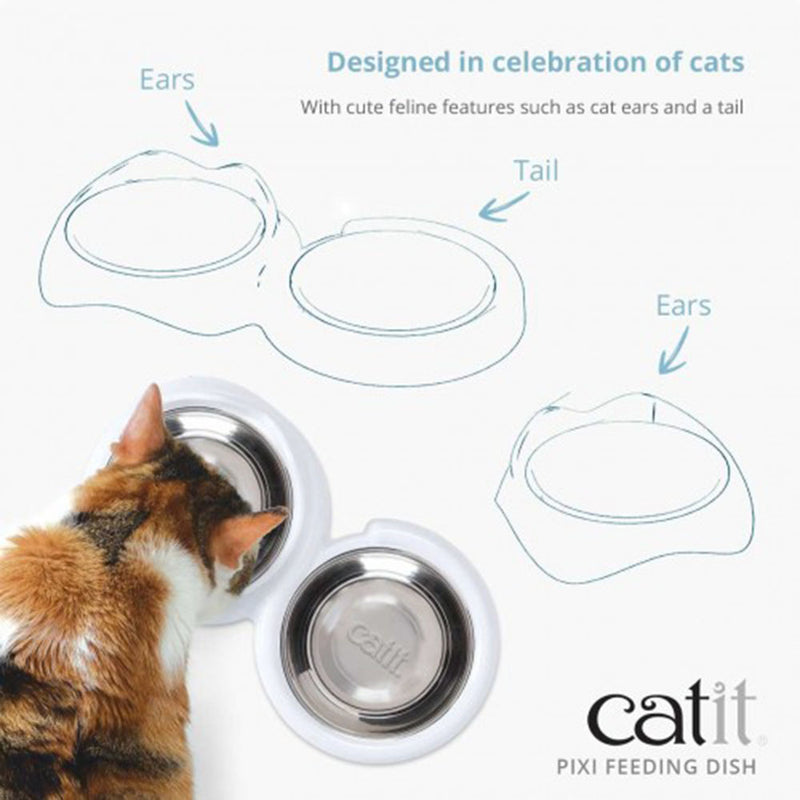 Catit Pixi Feeding Dish Double White 2 x 200ml