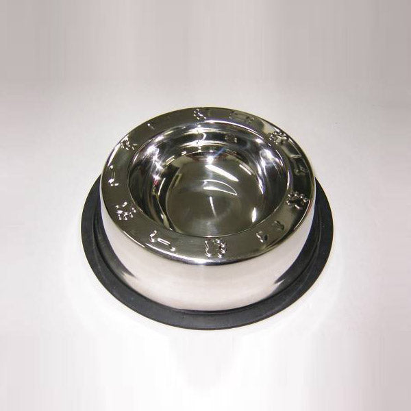 Dexpex Stainless Steel Bowl - Broad Rim Non-Tip Paws/Bones 8oz