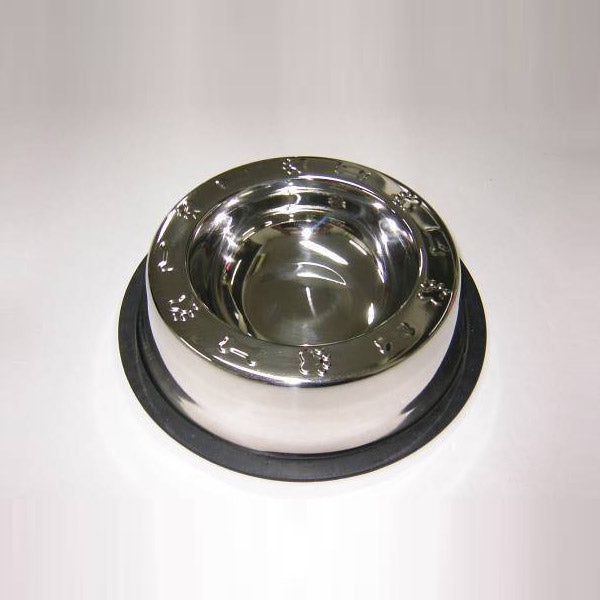 Dexpex Stainless Steel Bowl - Broad Rim Non-Tip Paws/Bones 24oz