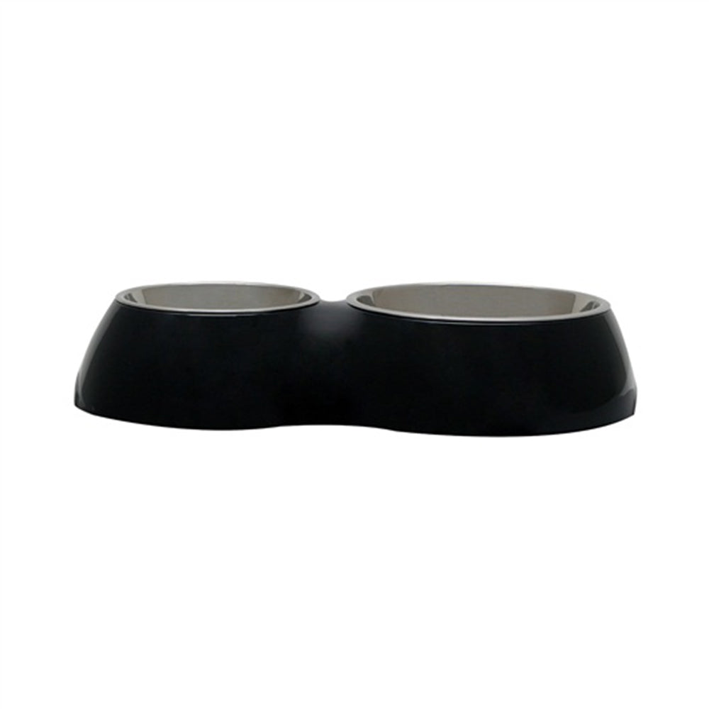 DogIt Double Diner with Stainless Steel Insert Black