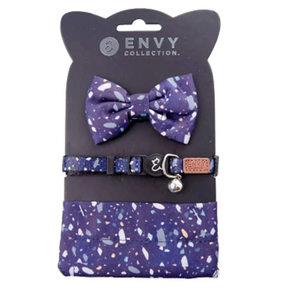 Envy Cat Collar Set Blue Terrazzo