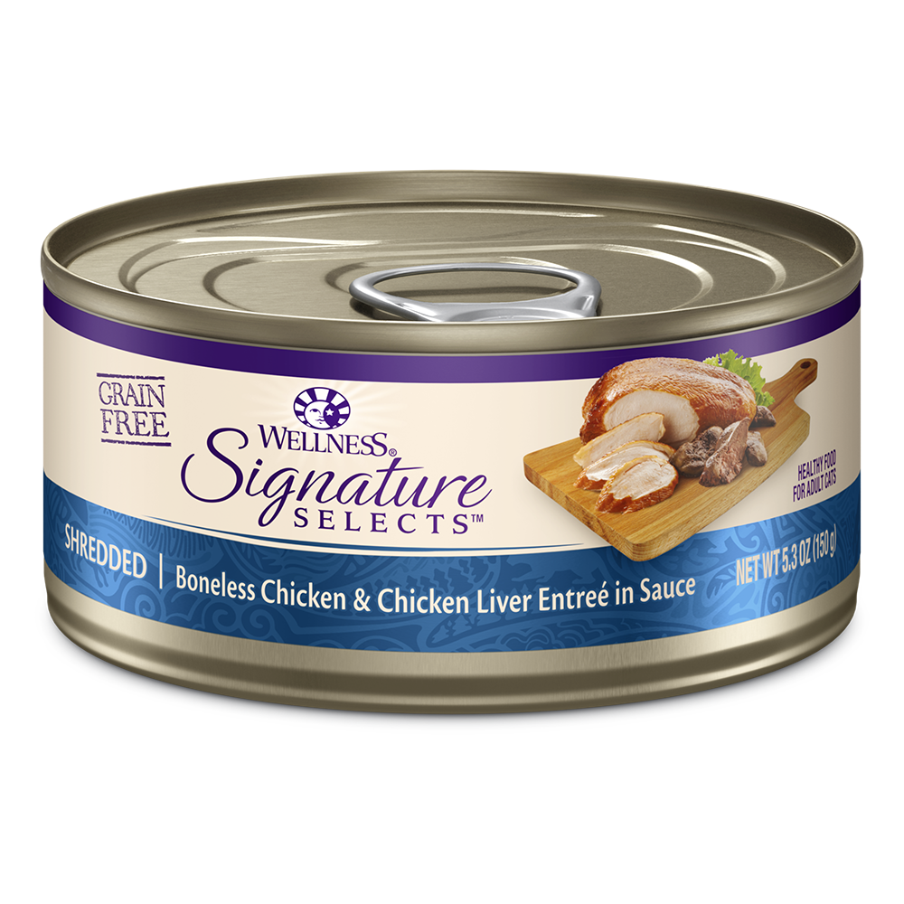 Wellness Cat Core Grain-Free Signature Selects Shredded Boneless Chicken & Chicken Liver Entree in Sauce 5.3oz