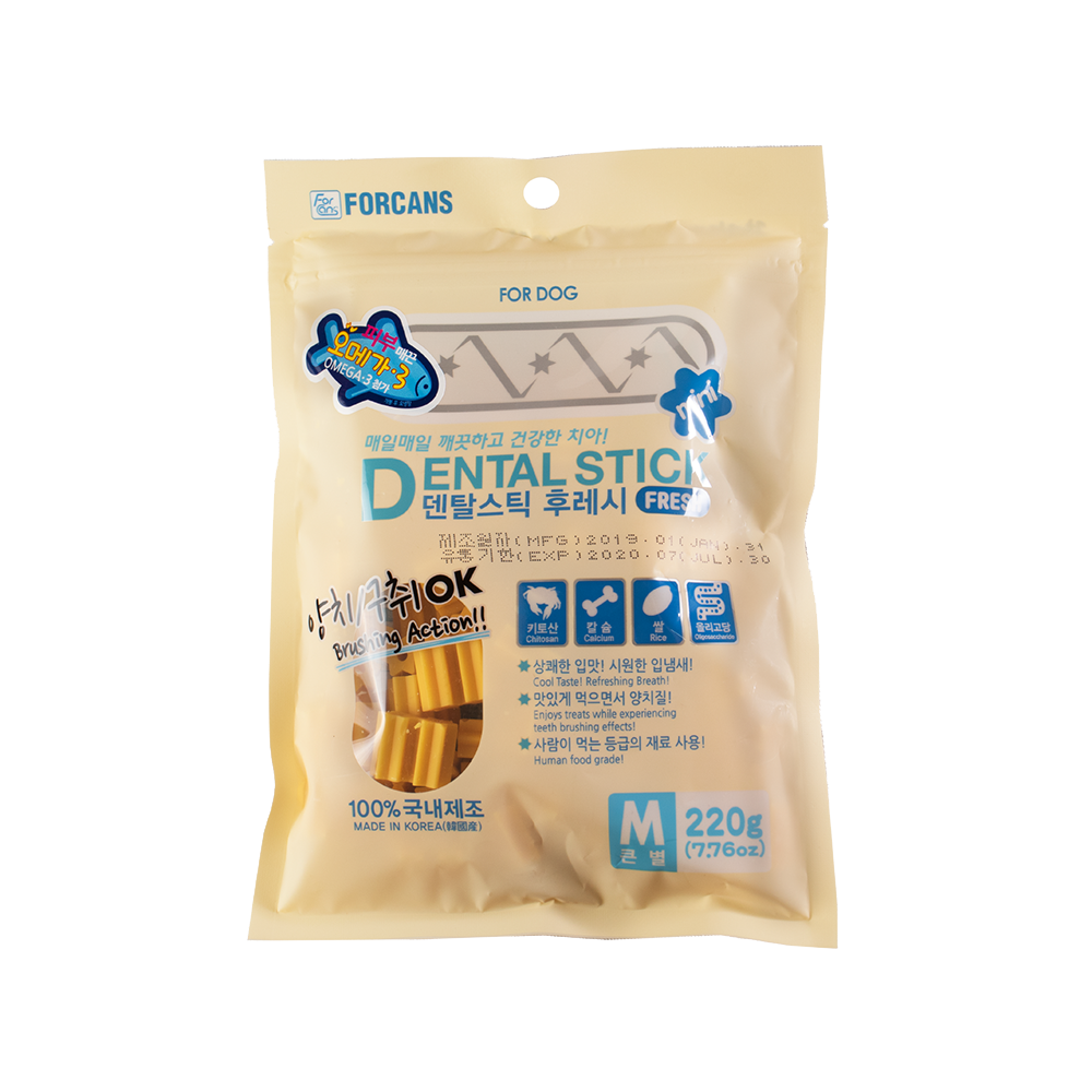Forcans Dog Dental Stick Fresh With Omega-3 Medium 220g