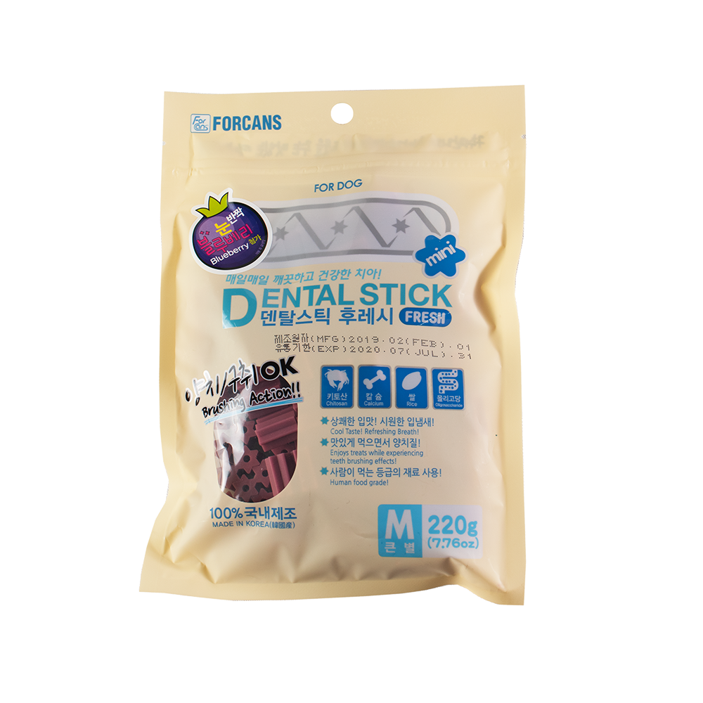 Forcans Dog Dental Stick Fresh With Blueberry Medium 220g