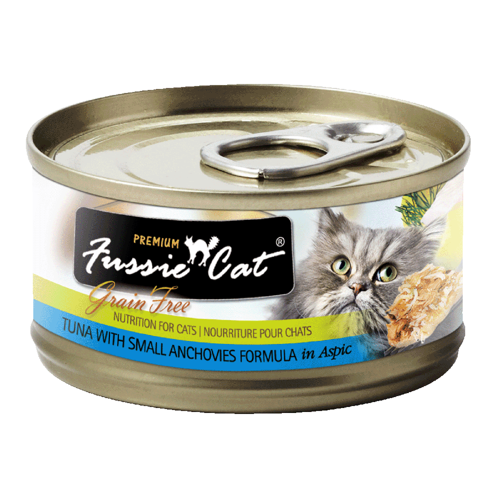 Fussie Cat Black Label Tuna with Small Anchovies in Aspic 80g