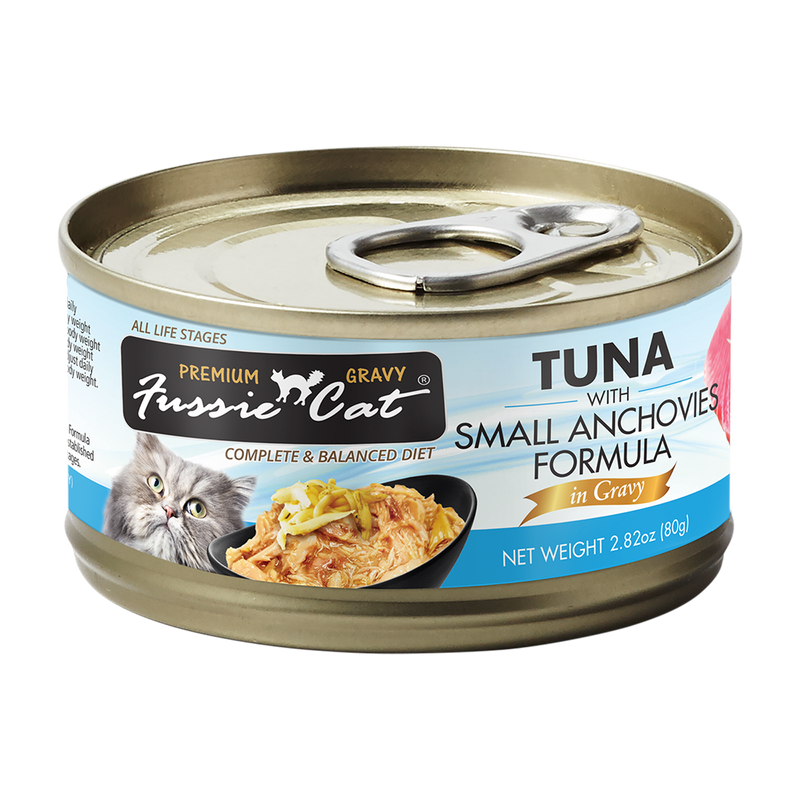 Fussie Cat Black Label Tuna with Small Anchovies in Gravy 80g