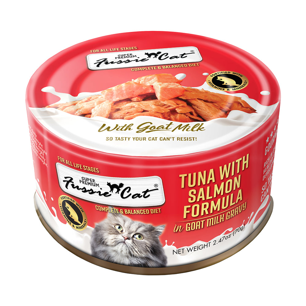 Fussie Cat Goat Milk Tuna with Salmon in Gravy 70g