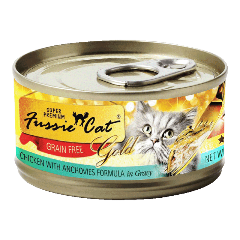 Fussie Cat Gold Label Chicken with Anchovies in Gravy 80g