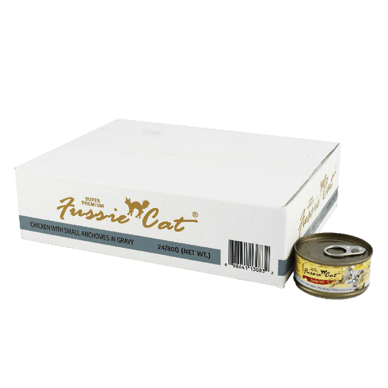 Fussie Cat Gold Label Chicken with Small Anchovies in Gravy 80g