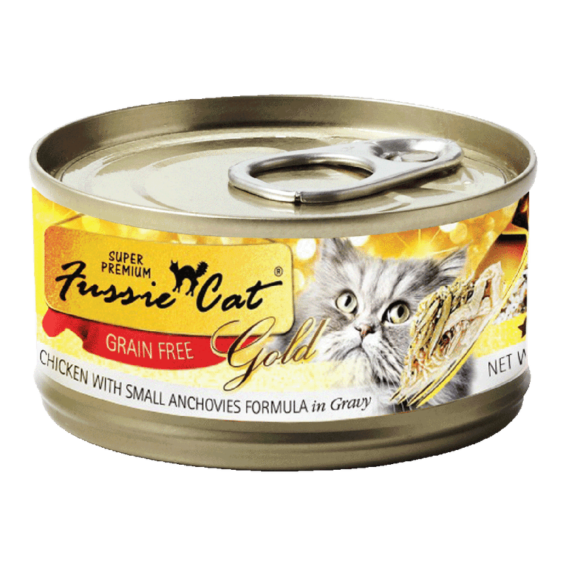 Fussie Cat Gold Label Chicken with Small Anchovies in Gravy 80g