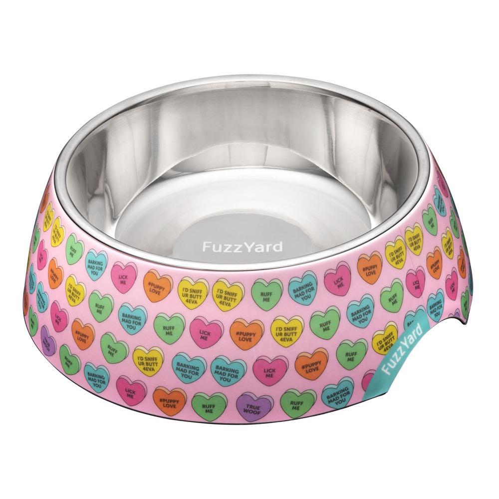 Fuzzyard Dog Bowl Melamine Candy Hearts M