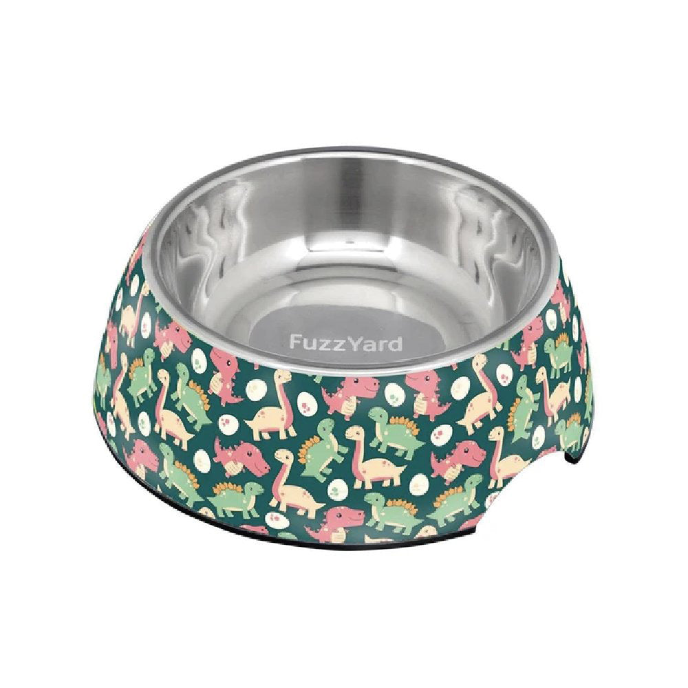 Fuzzyard Dog Bowl Melamine Dinosaur Land L