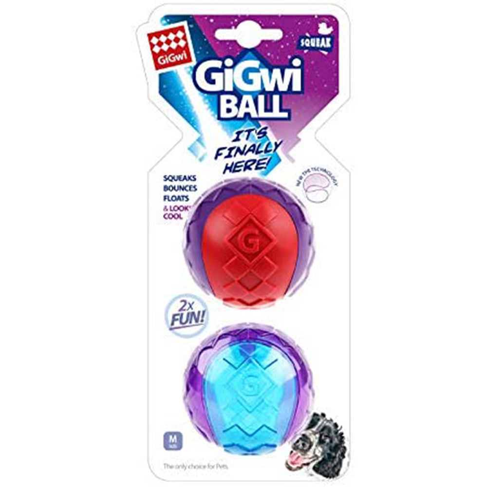 GiGwi Dog Toy Squeaker Ball Assorted Colours M 2pcs