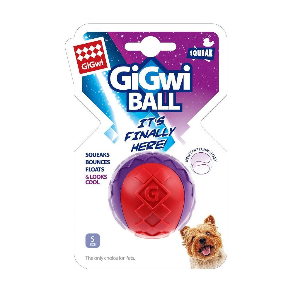 GiGwi Dog Toy Squeaker Ball Red/Purple S