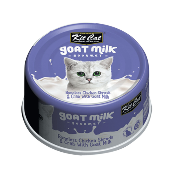 Kit Cat Goat Milk Gourmet Boneless Chicken Shreds & Crab 70g