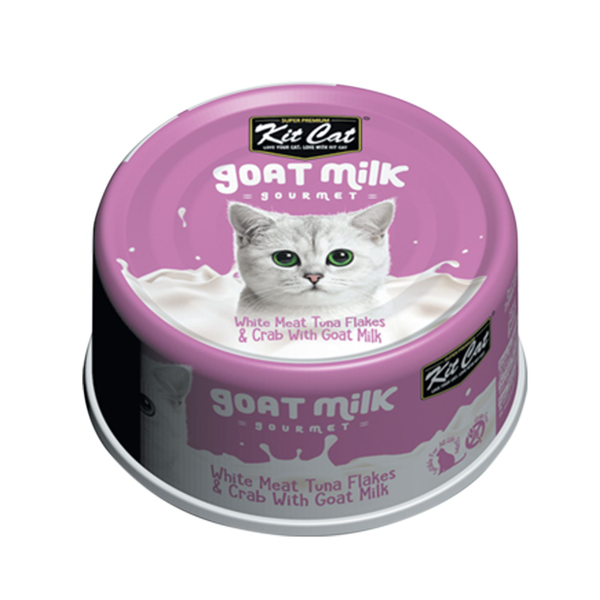 Kit Cat Goat Milk Gourmet White Meat Tuna Flakes & Crab 70g