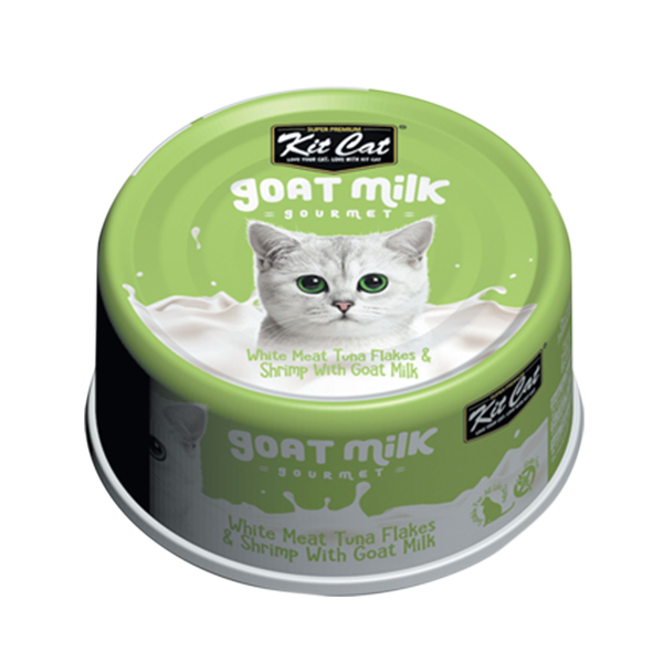 Kit Cat Goat Milk Gourmet White Meat Tuna Flakes & Shrimp 70g