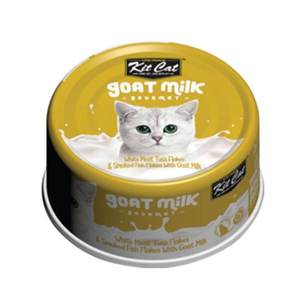 Kit Cat Goat Milk Gourmet White Meat Tuna Flakes & Smoked Fish Flakes 70g