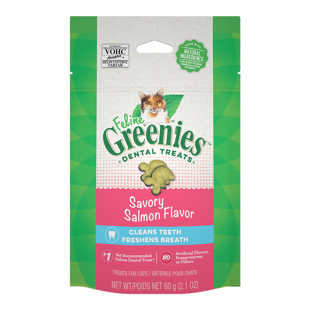 Greenies Cat Dental Treats - Savory Salmon Flavor 2.1oz