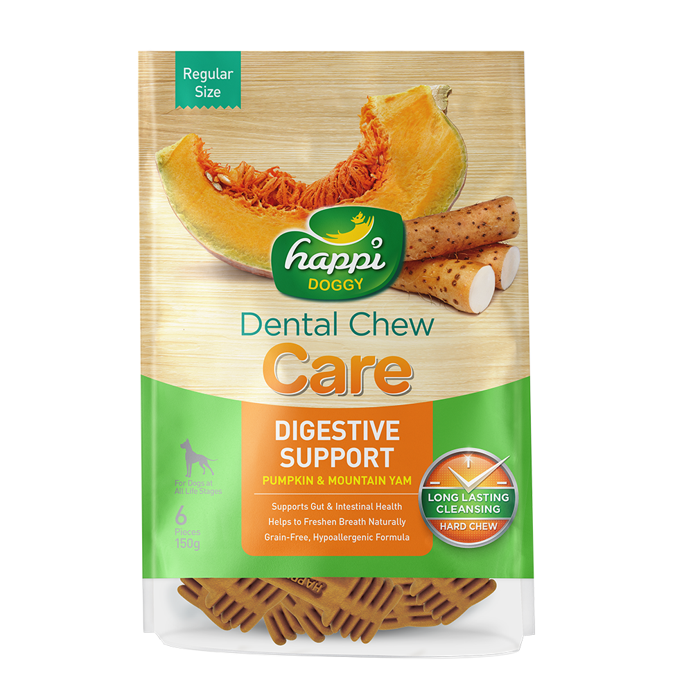 Happi Doggy Dental Chew Care Hard Chew Digestive Support Pumpkin & Mountain Yam Regular 150g