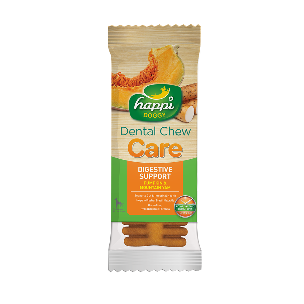 Happi Doggy Dental Chew Care Hard Chew Digestive Support Pumpkin & Mountain Yam Regular 25g