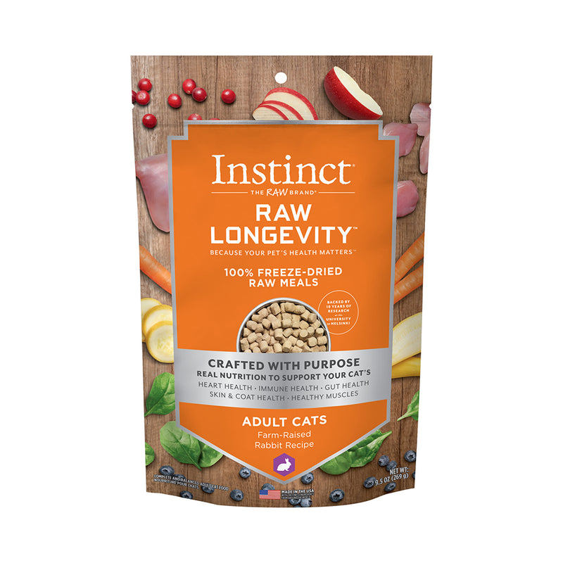 Instinct The Raw Brand Cat Raw Longevity 100% Freeze-Dried Raw Meals Farm-Raised Rabbit Recipe Recipe 9.5oz