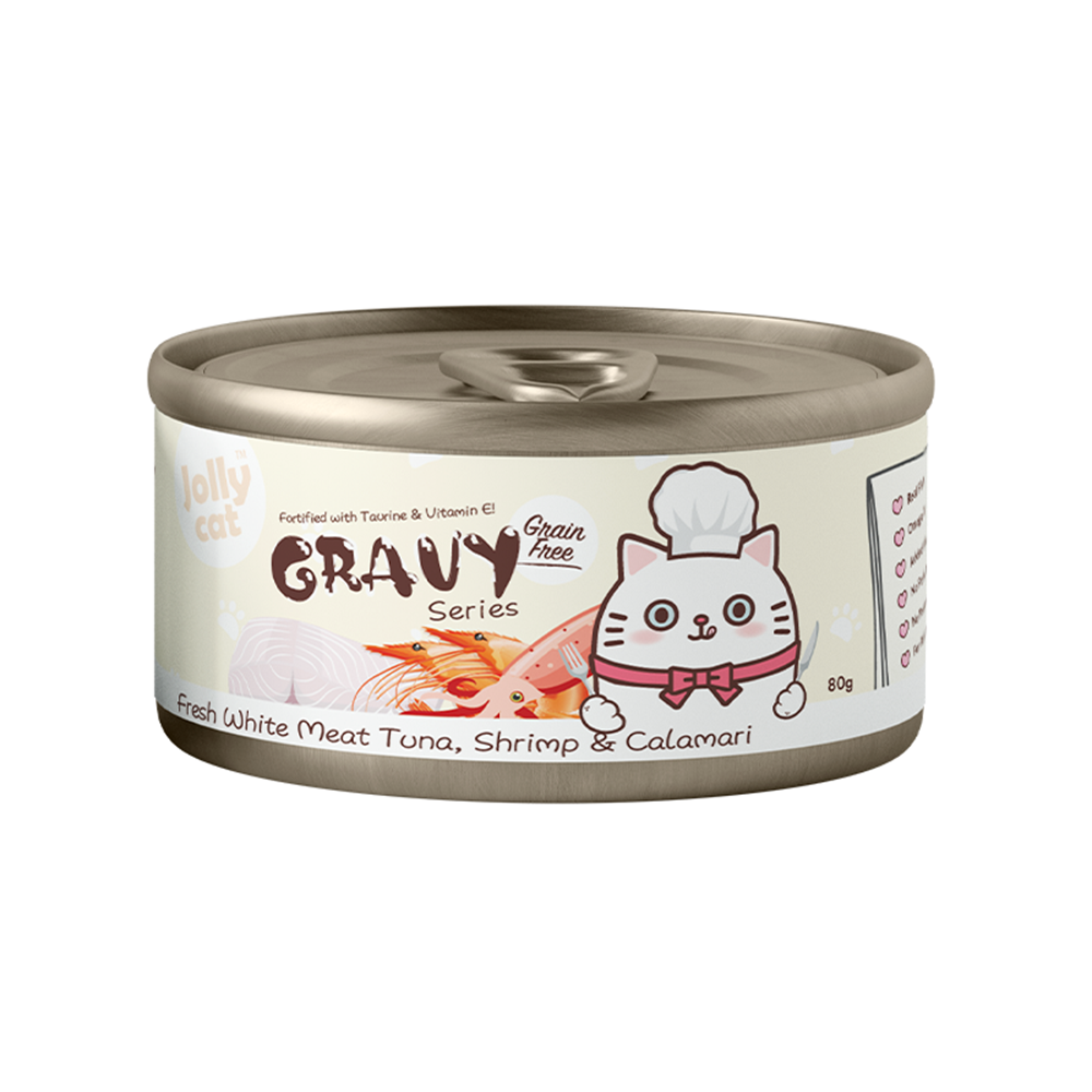 Jolly Cat Gravy Series Fresh White Meat Tuna, Shrimp & Calamari 80g