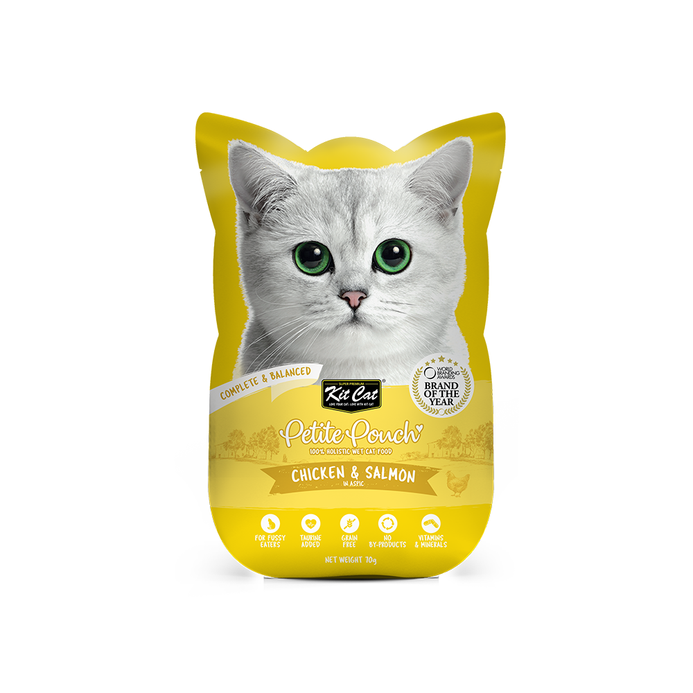 Kit Cat Petite Pouch Complete & Balanced - Chicken & Salmon in Aspic 70g