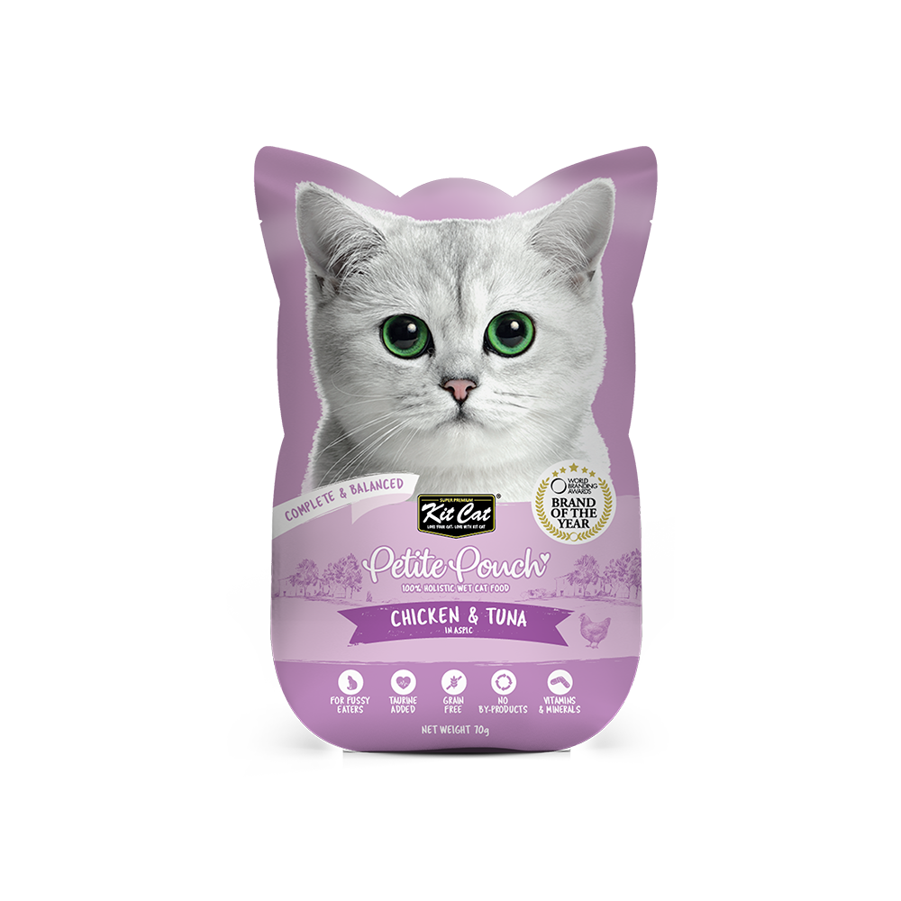 Kit Cat Petite Pouch Complete & Balanced - Chicken & Tuna in Aspic 70g