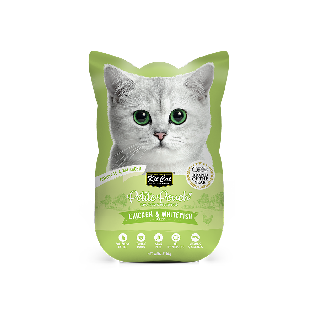 Kit Cat Petite Pouch Complete & Balanced - Chicken & Whitefish in Aspic 70g