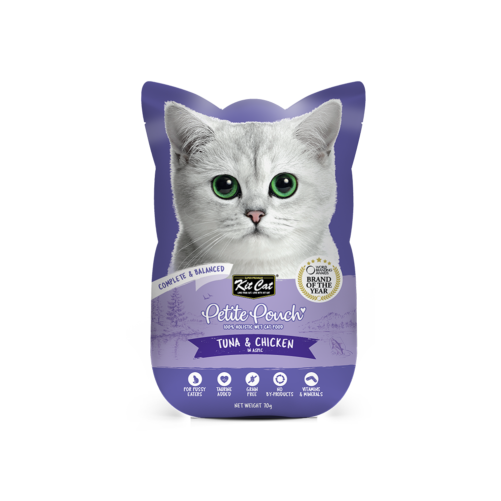 Kit Cat Petite Pouch Complete & Balanced - Tuna & Chicken in Aspic 70g