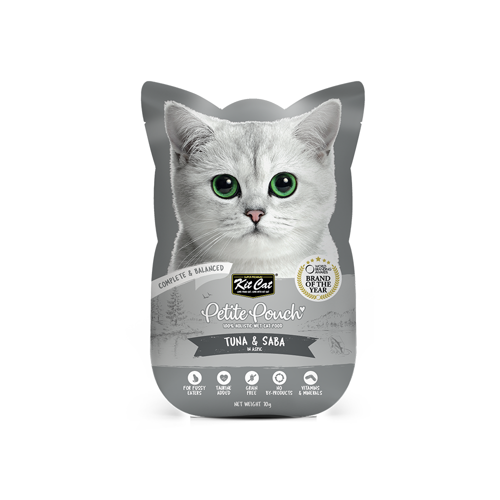 Kit Cat Petite Pouch Complete & Balanced - Tuna & Saba in Aspic 70g