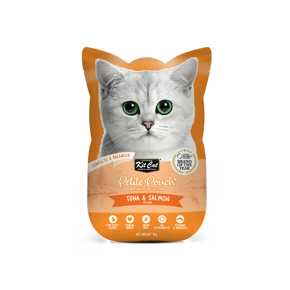 Kit Cat Petite Pouch Complete & Balanced - Tuna & Salmon in Aspic 70g