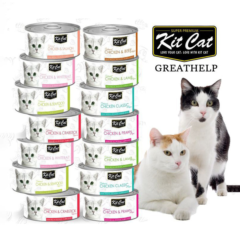 *DONATION TO MUTTS RESCUE* Kit Cat Country Fresh / Ocean Pure / Super Premium 80g x 24 cans (Assorted)
