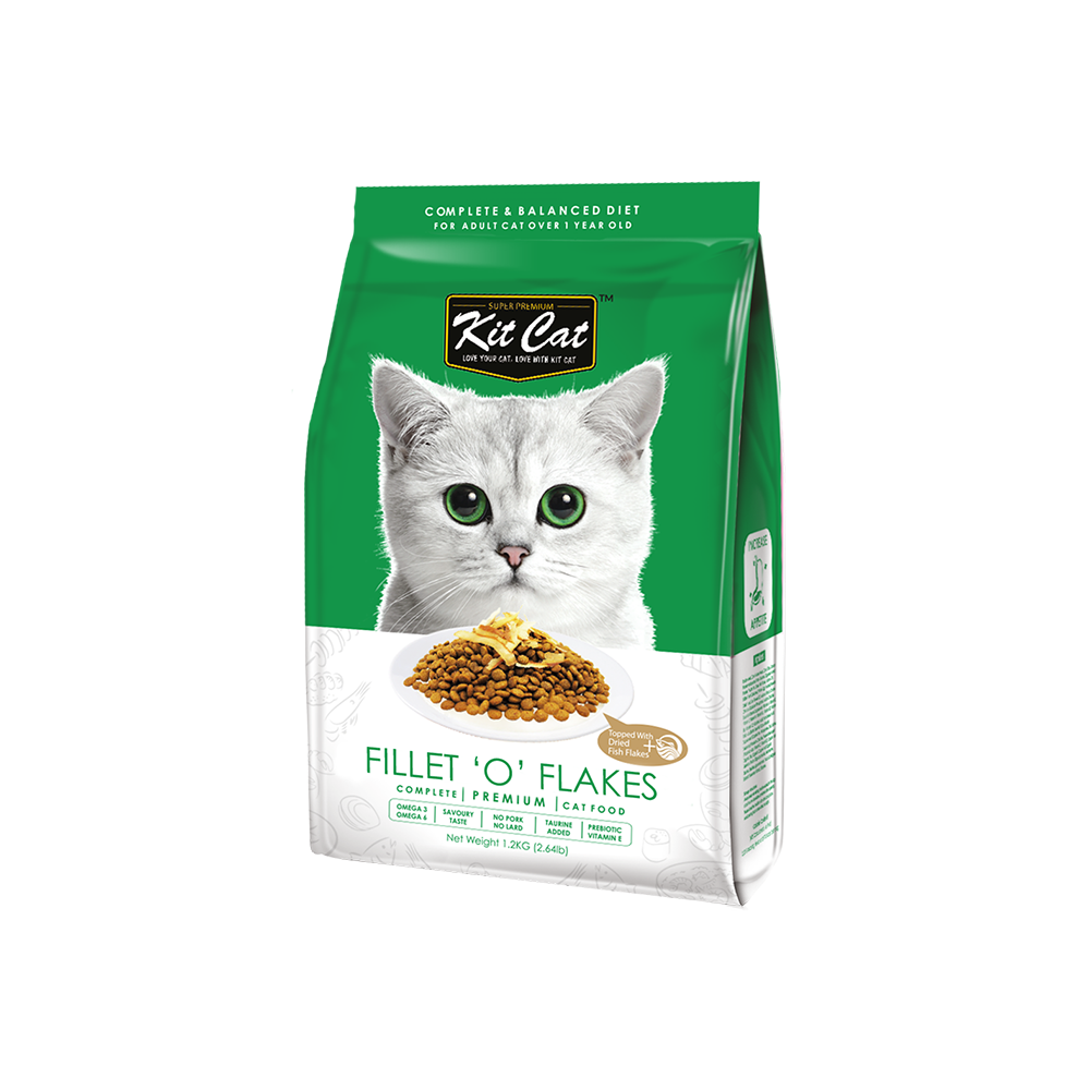 Kit Cat Premium Cat Food Fillet 'O' Flakes 1.2kg