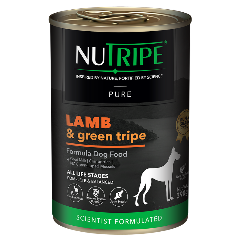 Nutripe Dog Gum & Grain Free Pure Lamb & Green Tripe 390g