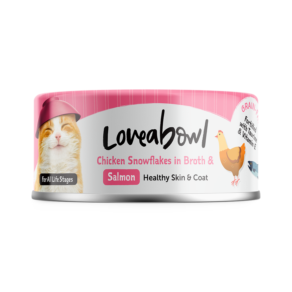 Loveabowl Cat Wet Food Chicken Snowflakes & Salmon in Broth 70g