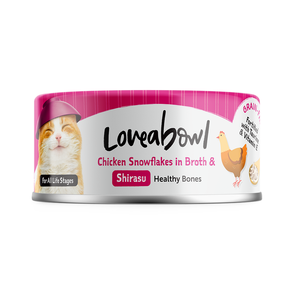 Loveabowl Cat Wet Food Chicken Snowflakes & Shirasu in Broth 70g