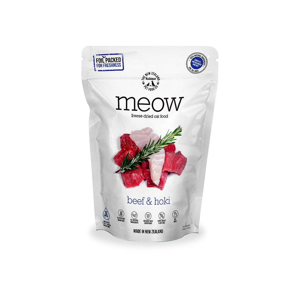 Meow Freeze-Dried Cat Food Beef & Hoki 280g