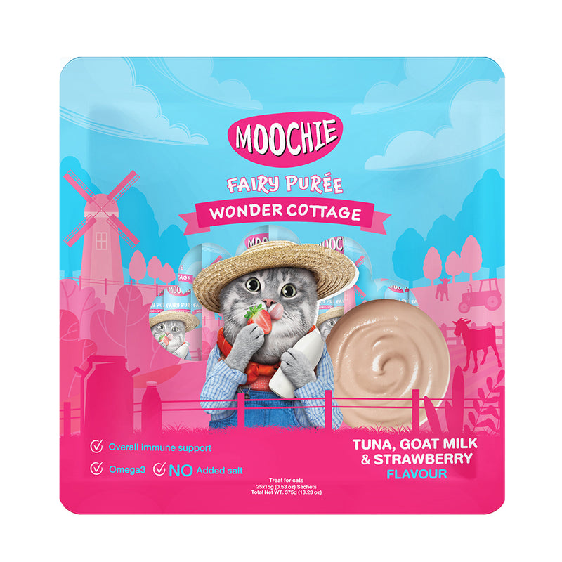 Moochie Cat Fairy Puree Tuna, Goat Milk & Strawberry 375g