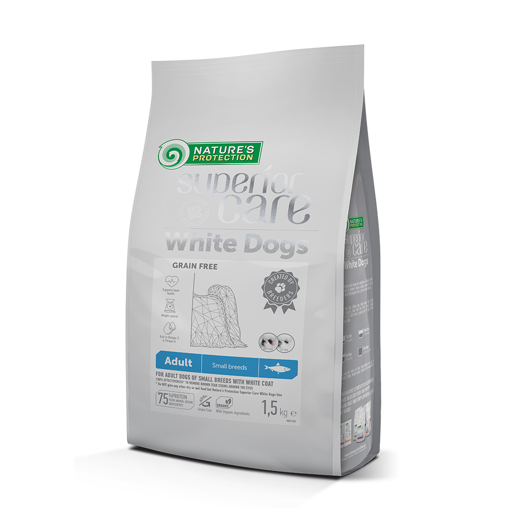 Nature's Protection Dog Superior Care White Dogs Small Breed Grain-Free with Herring 1.5kg