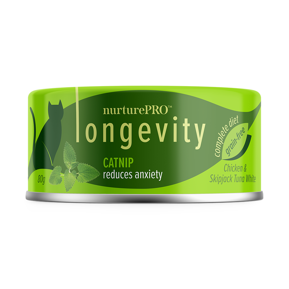Nurture Pro Cat Longevity with Green Tea Essence GF Chicken & Skipjack Tuna White Meat Catnip 80g