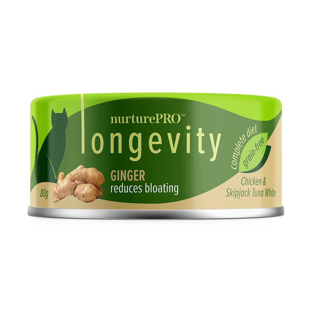 Nurture Pro Cat Longevity with Green Tea Essence GF Chicken & Skipjack Tuna White Meat Ginger 80g