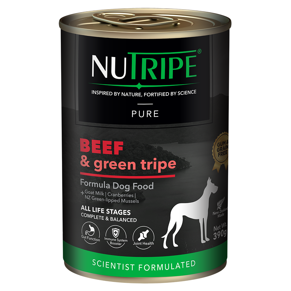 Nutripe Dog Gum & Grain Free Pure Beef & Green Tripe 390g