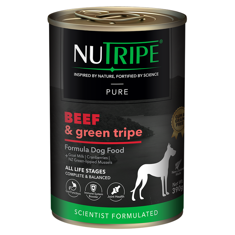 Nutripe Dog Gum & Grain Free Pure Beef & Green Tripe 390g