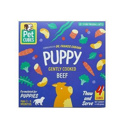 *FROZEN* Petcubes Puppy Gently Cooked Beef 2.24kg (7 x 320g)
