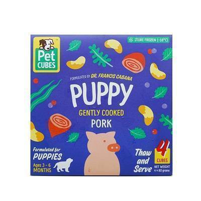*FROZEN* Petcubes Puppy Gently Cooked Pork 2.24kg (7 x 320g)