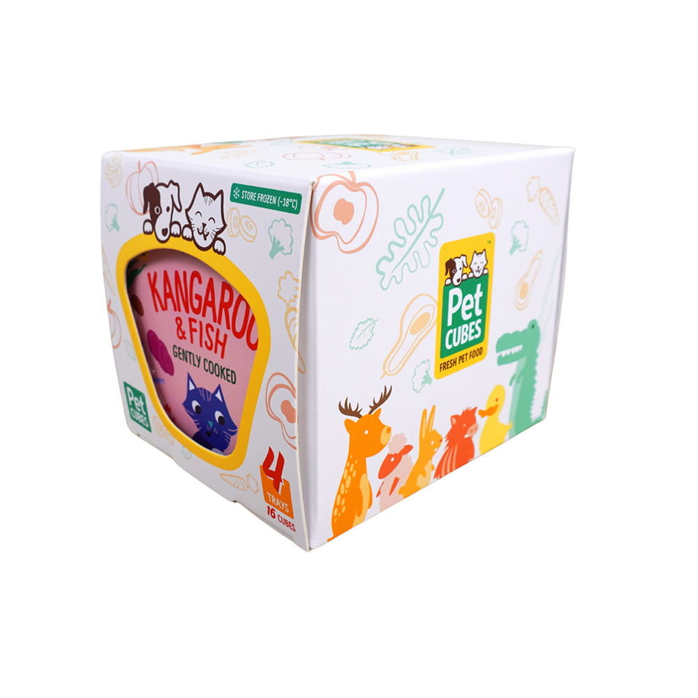 *FROZEN* PetCubes Cat Gently Cooked Kangaroo & Fish 1.28kg (4 x 320g)