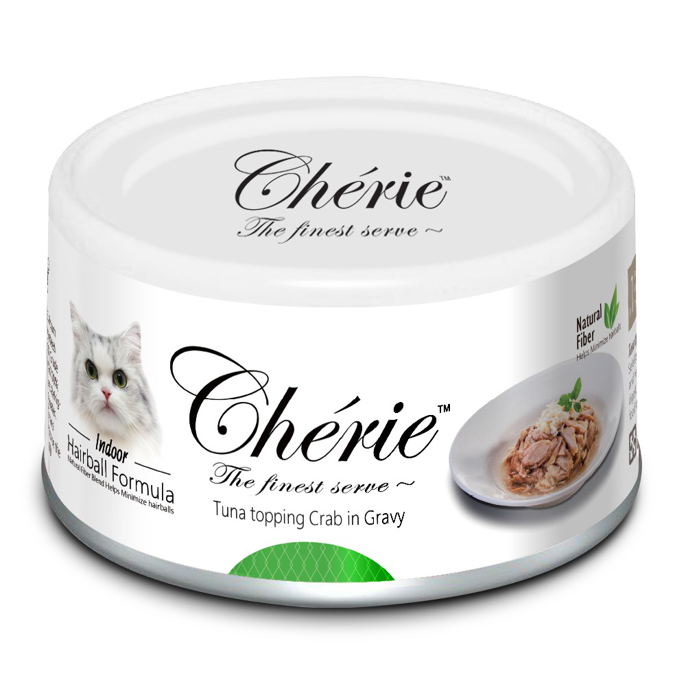 Cherie Cat Indoor Hairball Formula Tuna Topping Crab in Gravy 80g